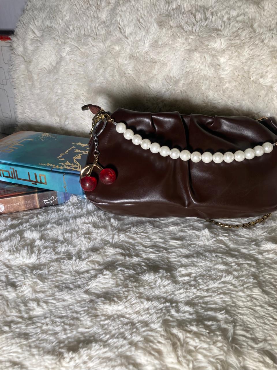 Mehllab Pearl Chain Shoulder Bag – Espresso Brown