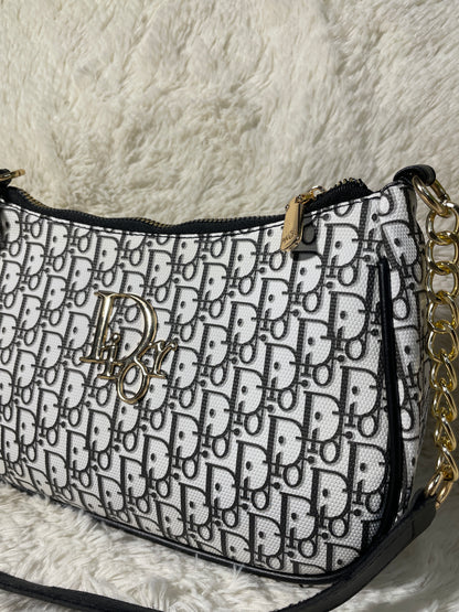 Mehllab Dior Cream & Black Curved Shoulder Bag