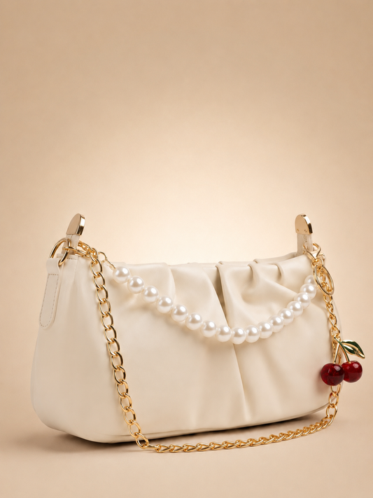 Mehllab Pearl Chain Shoulder Bag – Pearl white