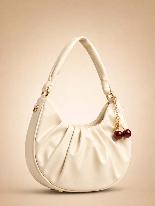 Mehllab Luna Draped Hobo Bag – Cream white