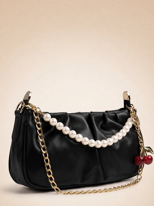 Mehllab Pearl Chain Shoulder Bag – Classic Black