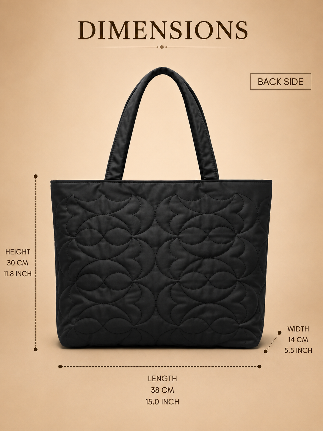 Midnight Quilted Heart Puffer Tote Bag