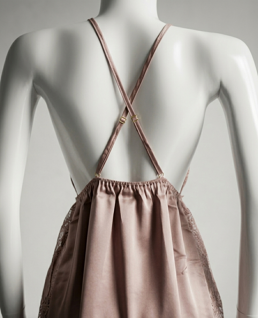 Seraphina Backless Satin & Lace Chemise – Champagne Gold