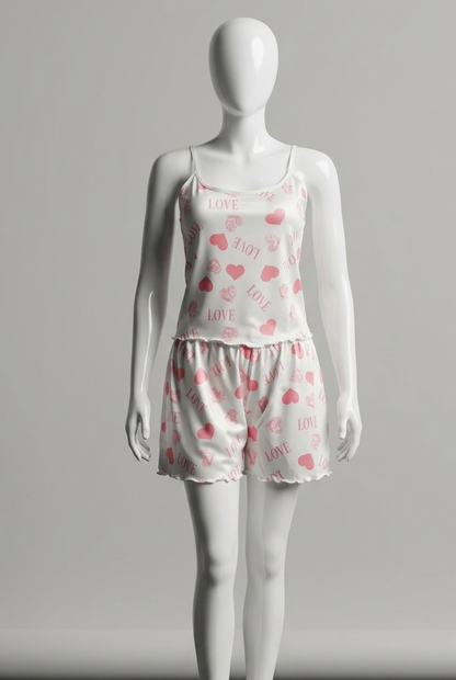 Amour Heart Print 3-Piece Nightwear Set