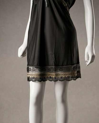 Midnight Gilded Lace Chemise – Noir & Gold