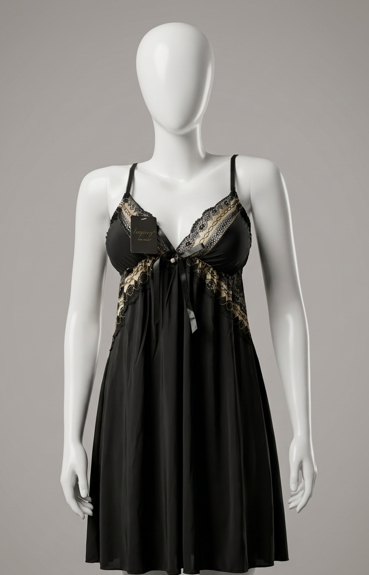 Midnight Gilded Lace Chemise – Noir & Gold