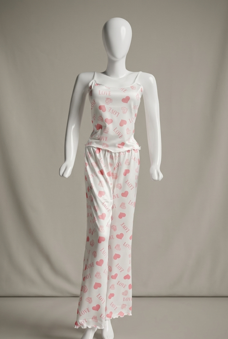 Amour Heart Print 3-Piece Nightwear Set