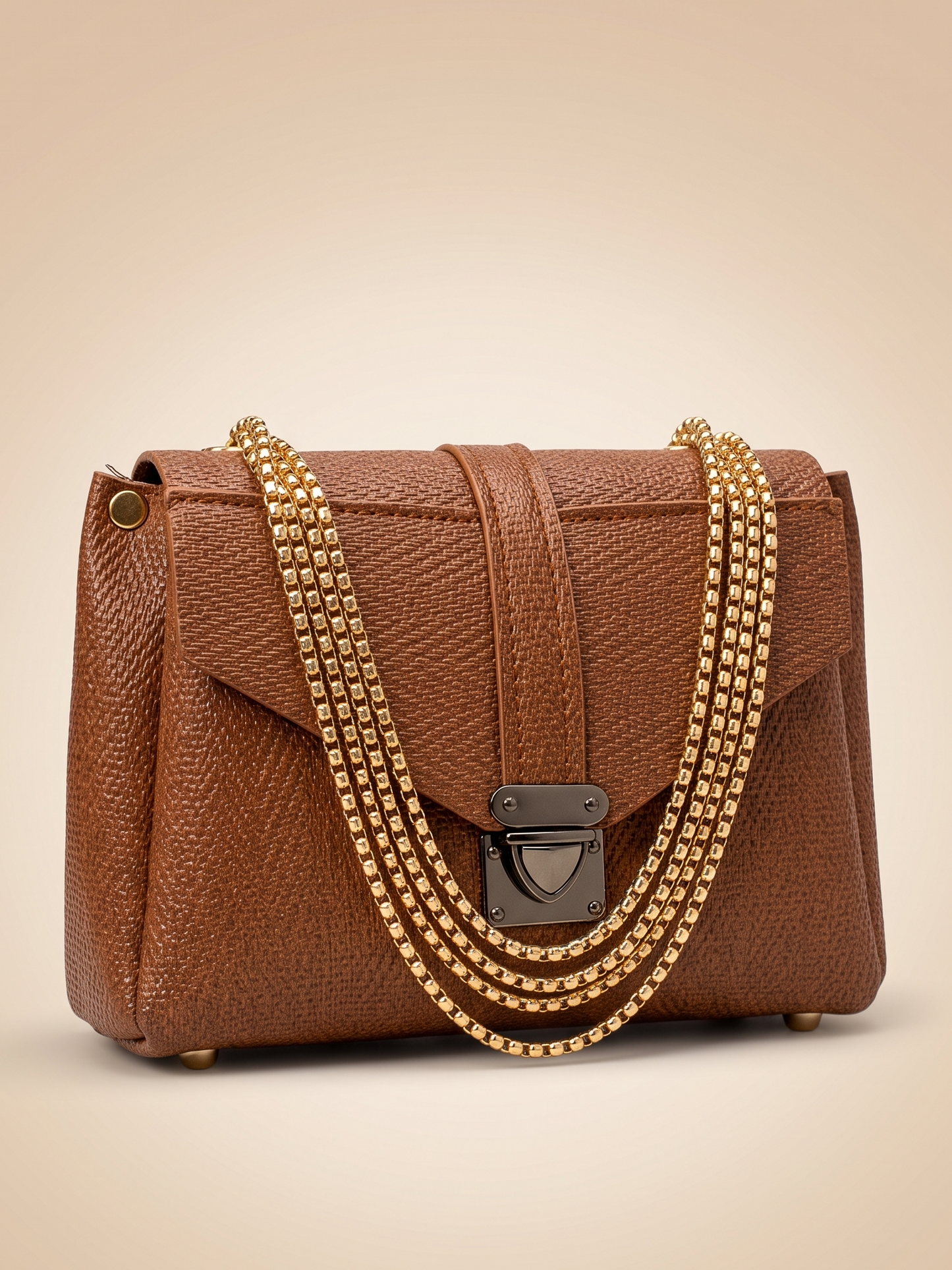 Mehllab Cognac Crosshatch Multi-Chain Flap Bag