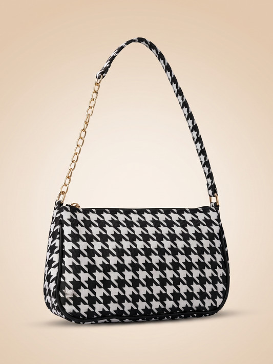 Mehllab Monochrome Houndstooth Shoulder Bag