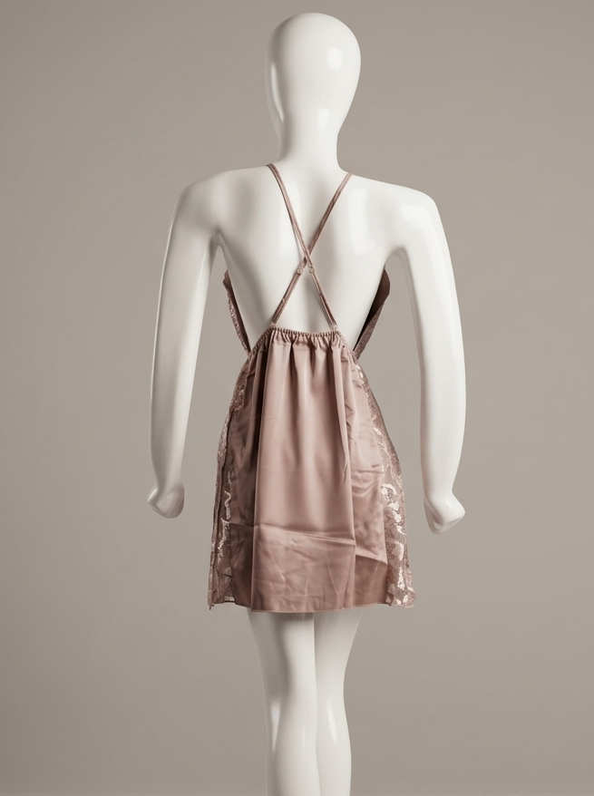 Seraphina Backless Satin & Lace Chemise – Champagne Gold