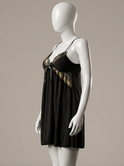 Midnight Gilded Lace Chemise – Noir & Gold
