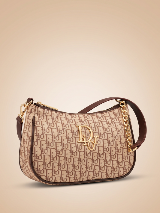 Mehllab Dior Beige & Brown Curved Shoulder Bag
