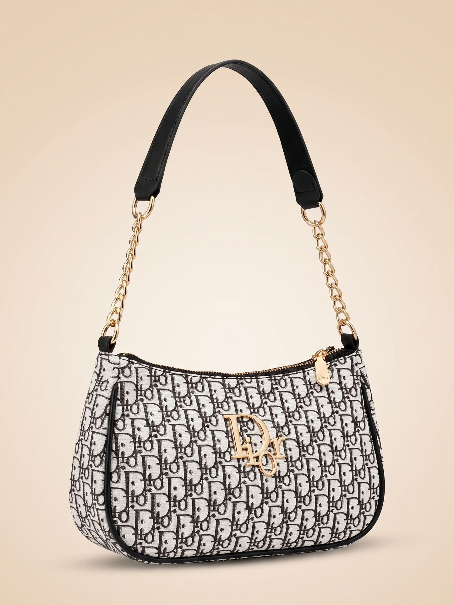 Mehllab Dior Cream & Black Curved Shoulder Bag