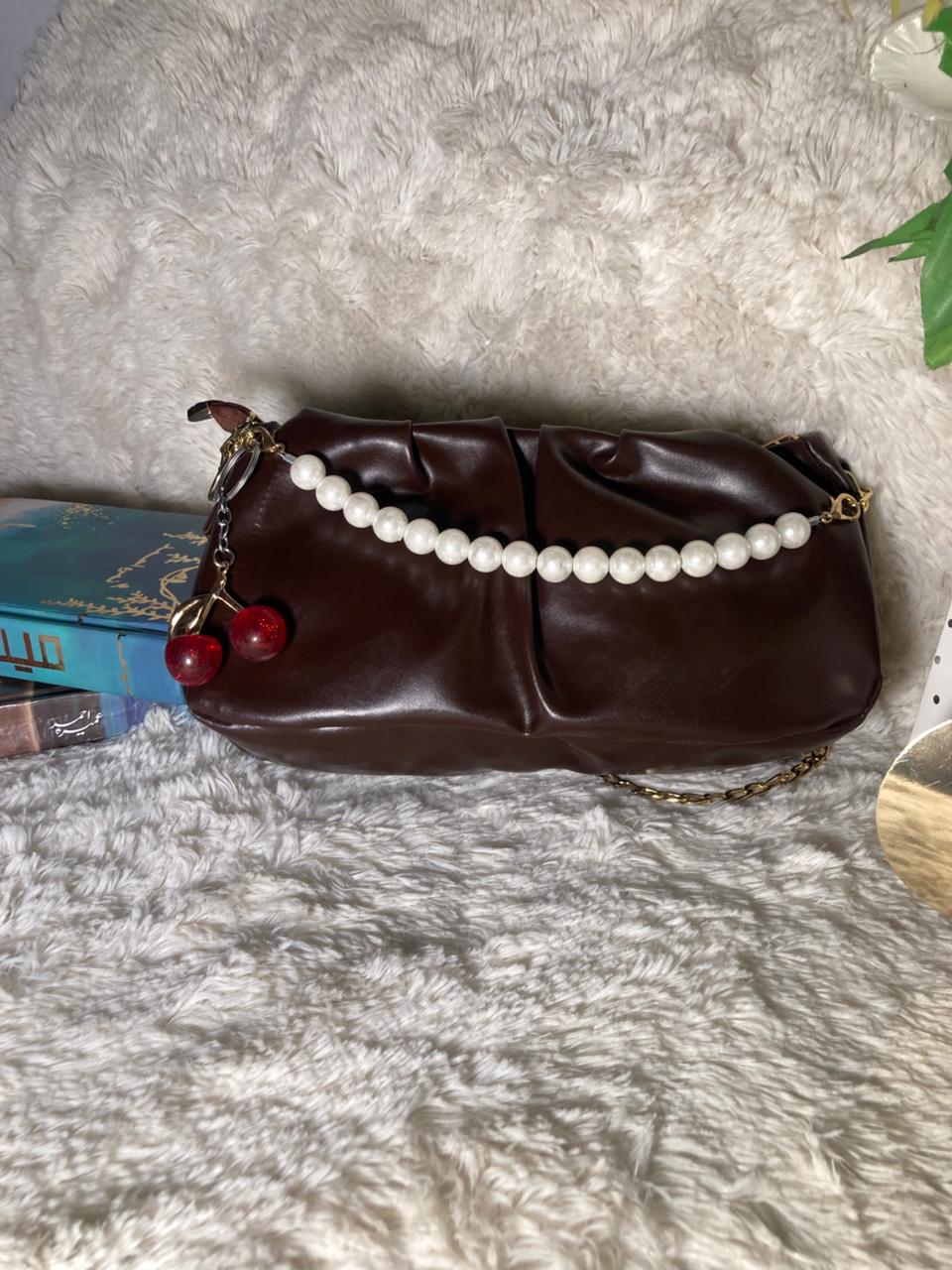 Mehllab Pearl Chain Shoulder Bag – Espresso Brown
