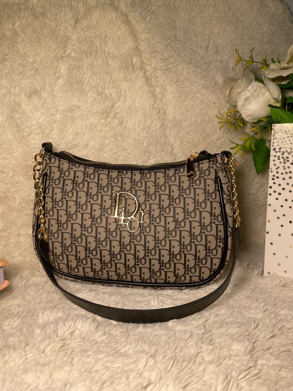 Mehllab Dior Slate Grey Curved Shoulder Bag