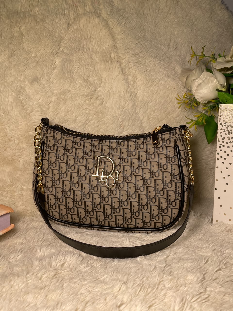 Mehllab Dior Slate Grey Curved Shoulder Bag