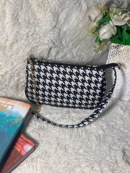 Mehllab Monochrome Houndstooth Shoulder Bag