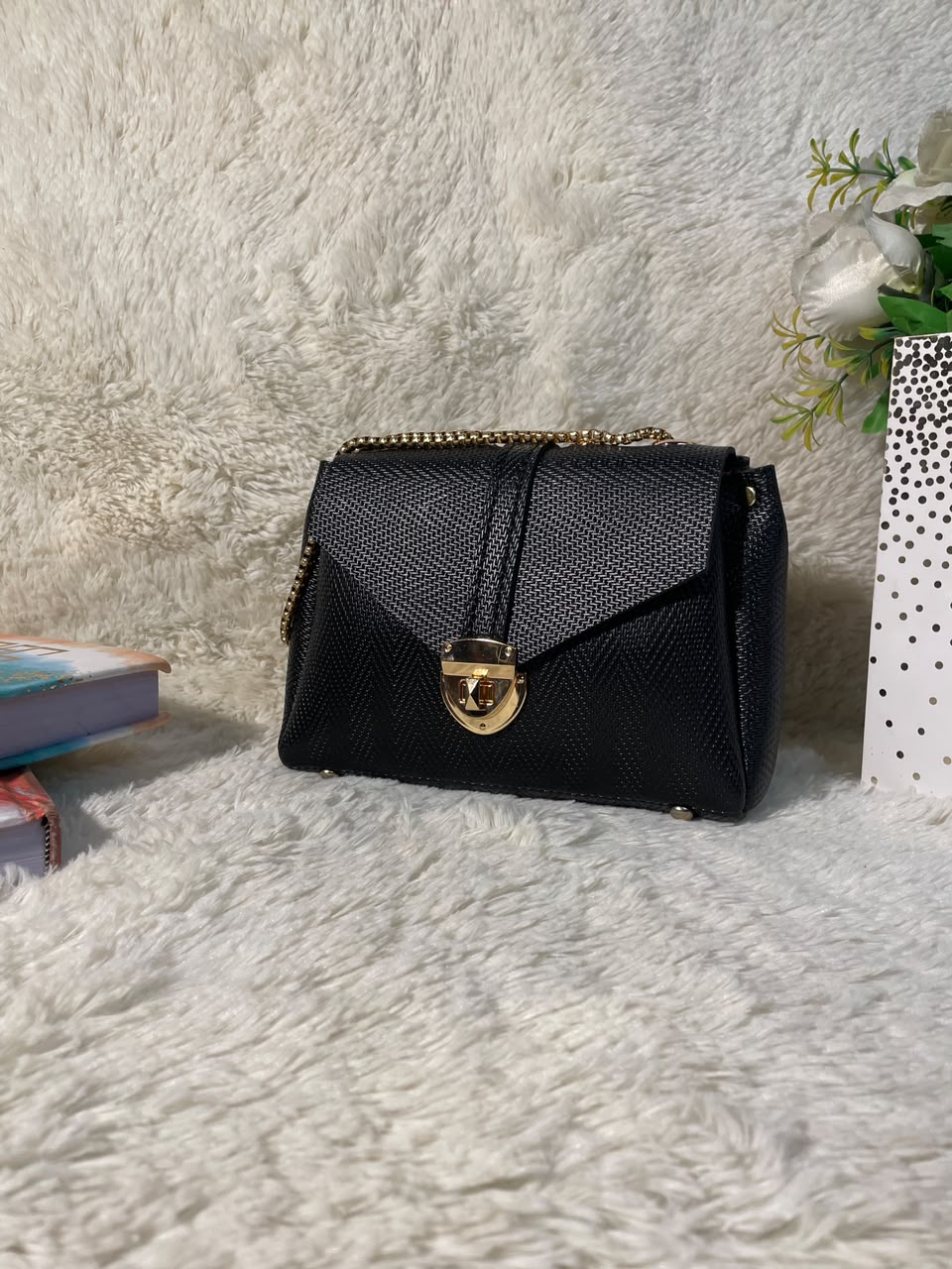 Mehllab Midnight Luxe Chevron Flap Bag